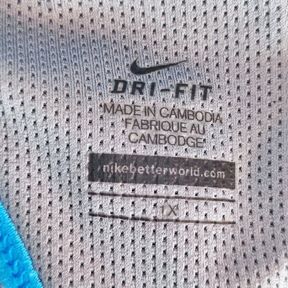 Nike Dri-Fit sports wear power back top women's size 1X blue, in-built bra - Picture 6 of 11